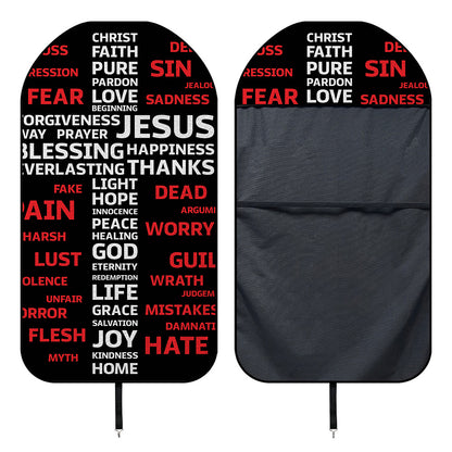 Christian Cross Religious Words Print Waterproof Car Seat Cover