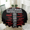 Christian Cross Religious Words Print Waterproof Round Tablecloth