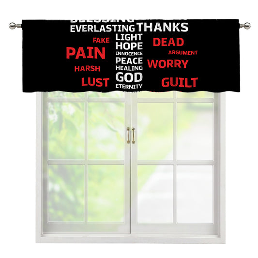 Christian Cross Religious Words Print Window Valance