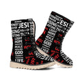 Christian Cross Religious Words Print Winter Boots