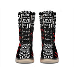 Christian Cross Religious Words Print Winter Boots