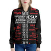 Christian Cross Religious Words Print Women's Bomber Jacket