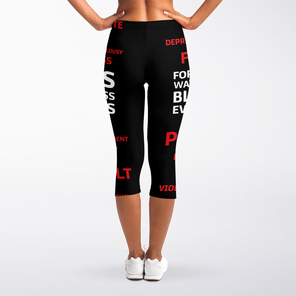 Christian Cross Religious Words Print Women's Capri Leggings
