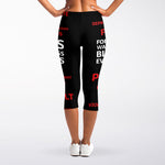 Christian Cross Religious Words Print Women's Capri Leggings