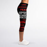 Christian Cross Religious Words Print Women's Capri Leggings