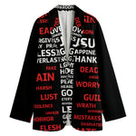 Christian Cross Religious Words Print Women's Cotton Blazer