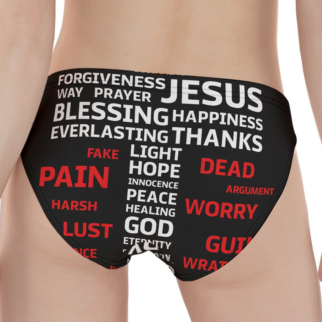 Christian Cross Religious Words Print Women's Panties