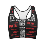 Christian Cross Religious Words Print Women's Sports Bra