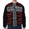 Christian Cross Religious Words Print Zip Sleeve Bomber Jacket