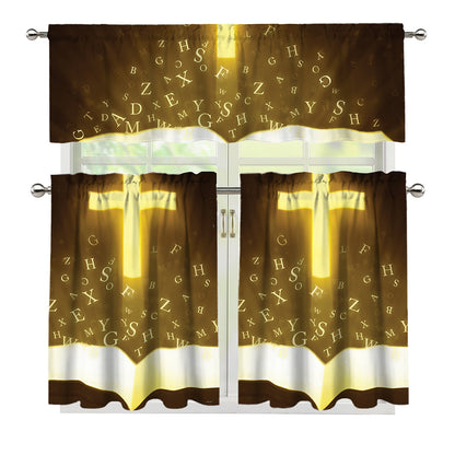 Christian Holy Bible Print 3 Piece Kitchen Curtains