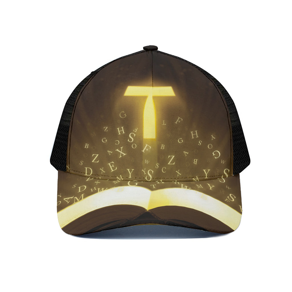 Christian Holy Bible Print Black Mesh Trucker Cap