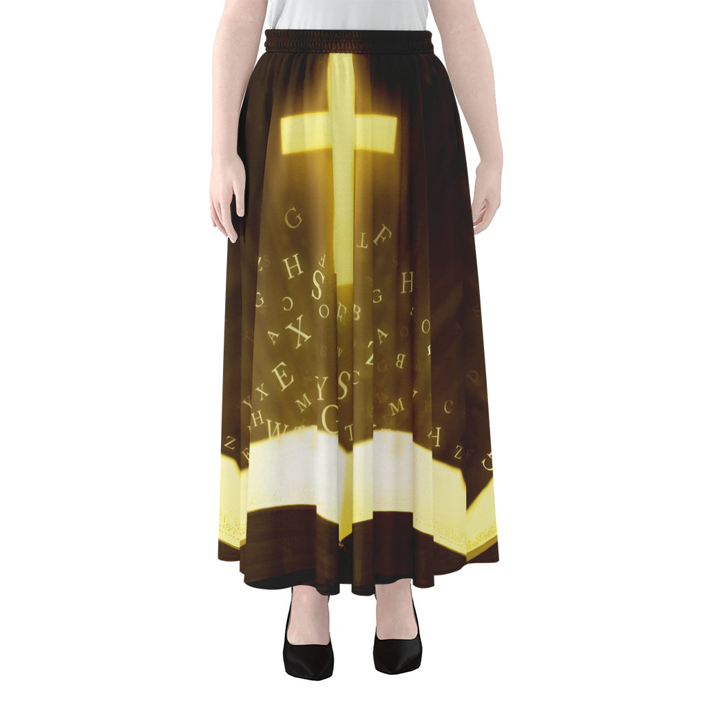 Christian Holy Bible Print Chiffon Maxi Skirt