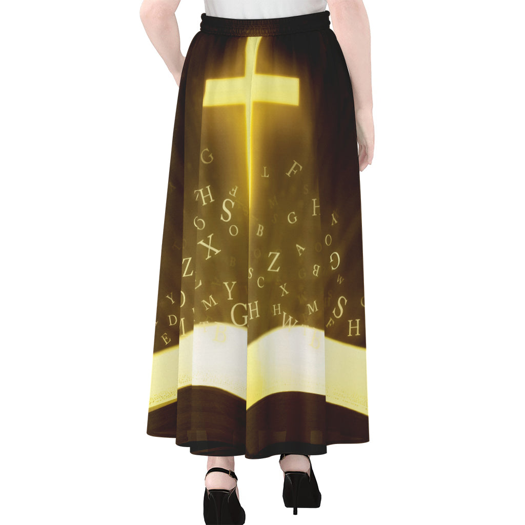 Christian Holy Bible Print Chiffon Maxi Skirt