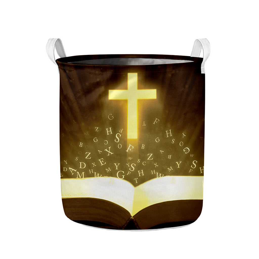 Christian Holy Bible Print Collapsible Laundry Basket