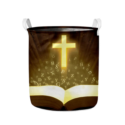 Christian Holy Bible Print Collapsible Laundry Basket