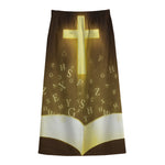 Christian Holy Bible Print Cotton Front Slit Maxi Skirt