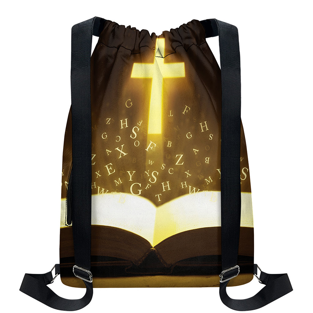 Christian Holy Bible Print Drawstring Backpack