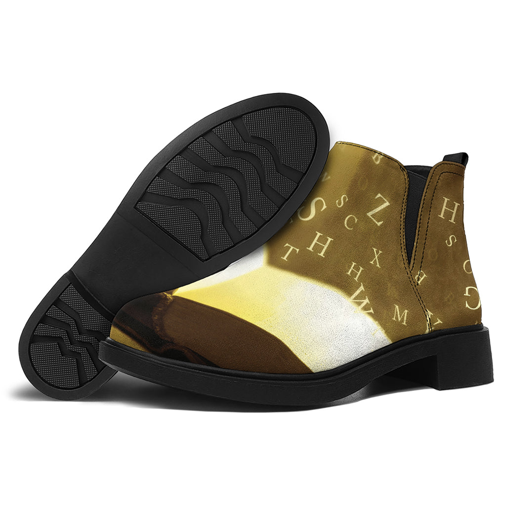 Christian Holy Bible Print Flat Ankle Boots