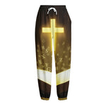 Christian Holy Bible Print Fleece Lined Knit Pants