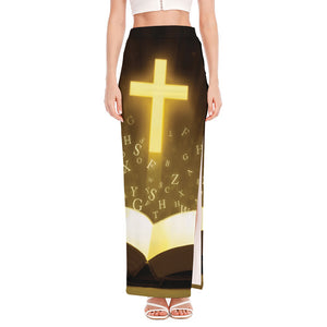 Christian Holy Bible Print High Slit Maxi Skirt