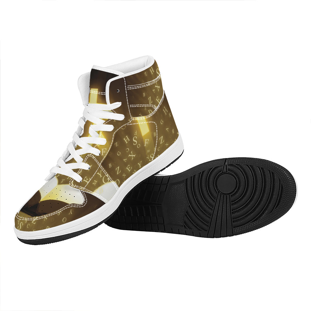 Christian Holy Bible Print High Top Leather Sneakers