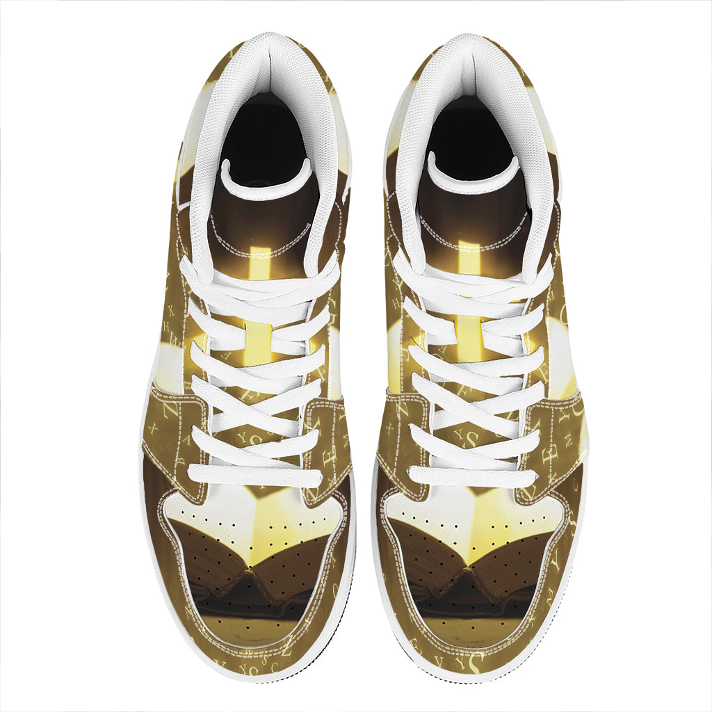 Christian Holy Bible Print High Top Leather Sneakers