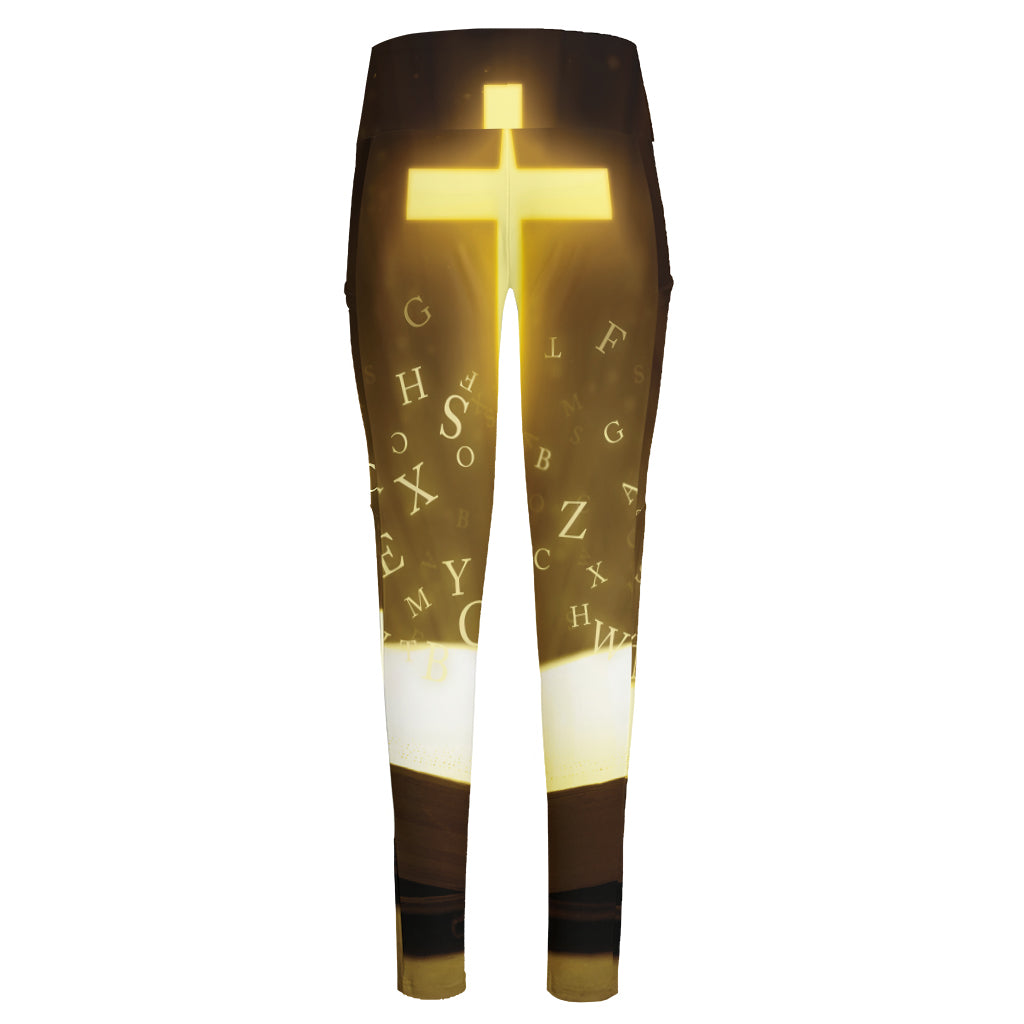 Christian Holy Bible Print High-Waisted Pocket Leggings