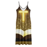 Christian Holy Bible Print Jersey Midi Cami Dress