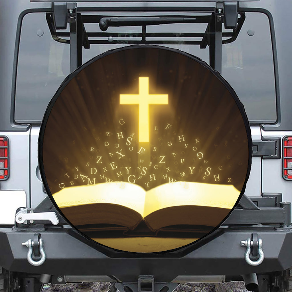 Christian Holy Bible Print Leather Spare Tire Cover