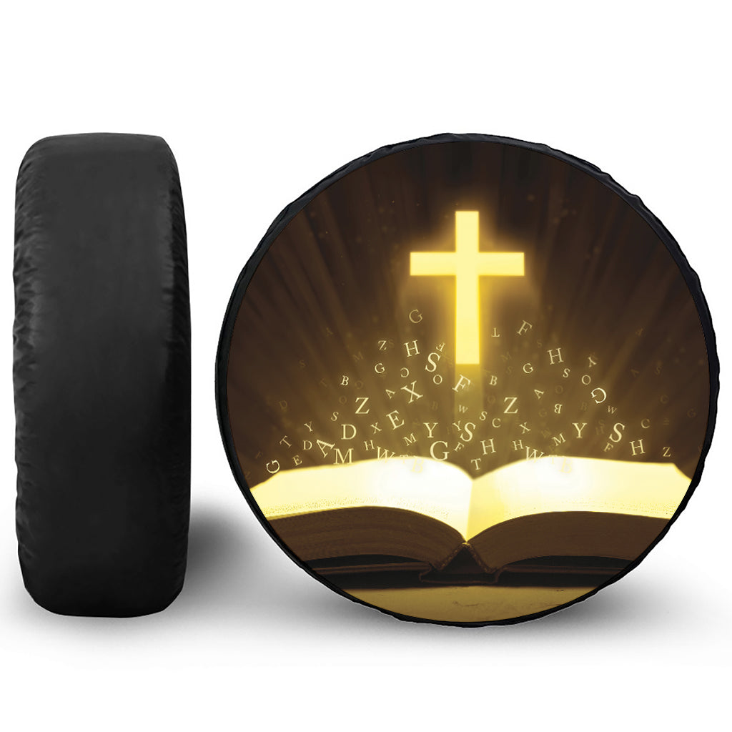 Christian Holy Bible Print Leather Spare Tire Cover