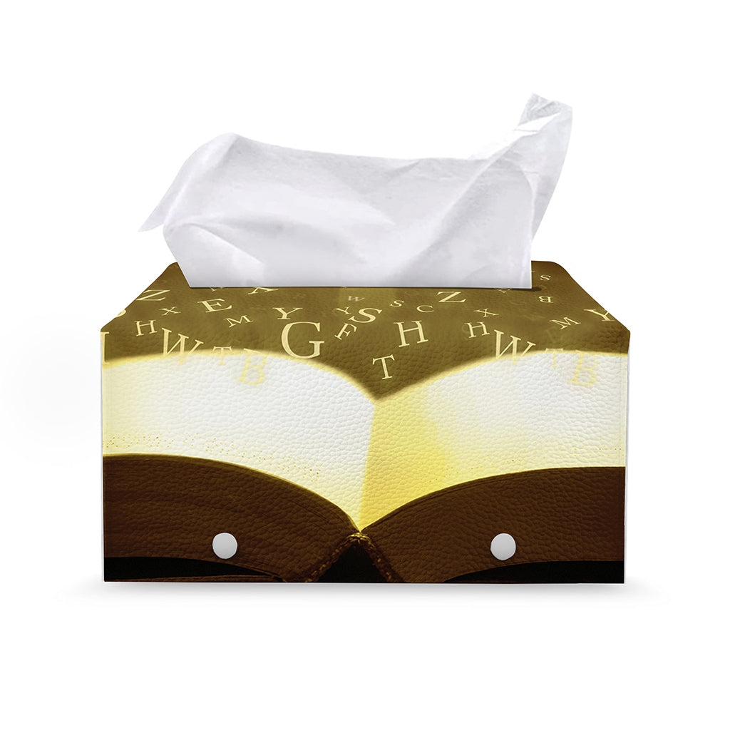 Christian Holy Bible Print Leather Tissue Box Cover