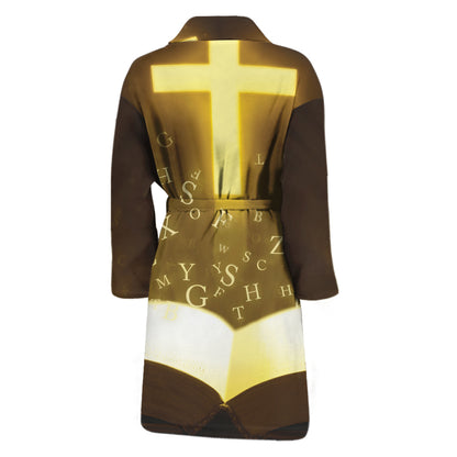 Christian Holy Bible Print Men's Bathrobe