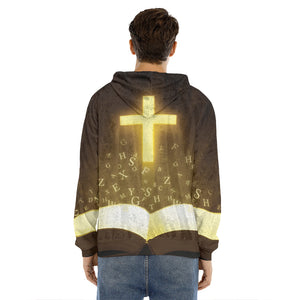 Christian Holy Bible Print Men's Velvet Pullover Hoodie