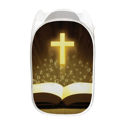 Christian Holy Bible Print Mesh Laundry Hamper
