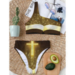 Christian Holy Bible Print One Shoulder Bikini Top