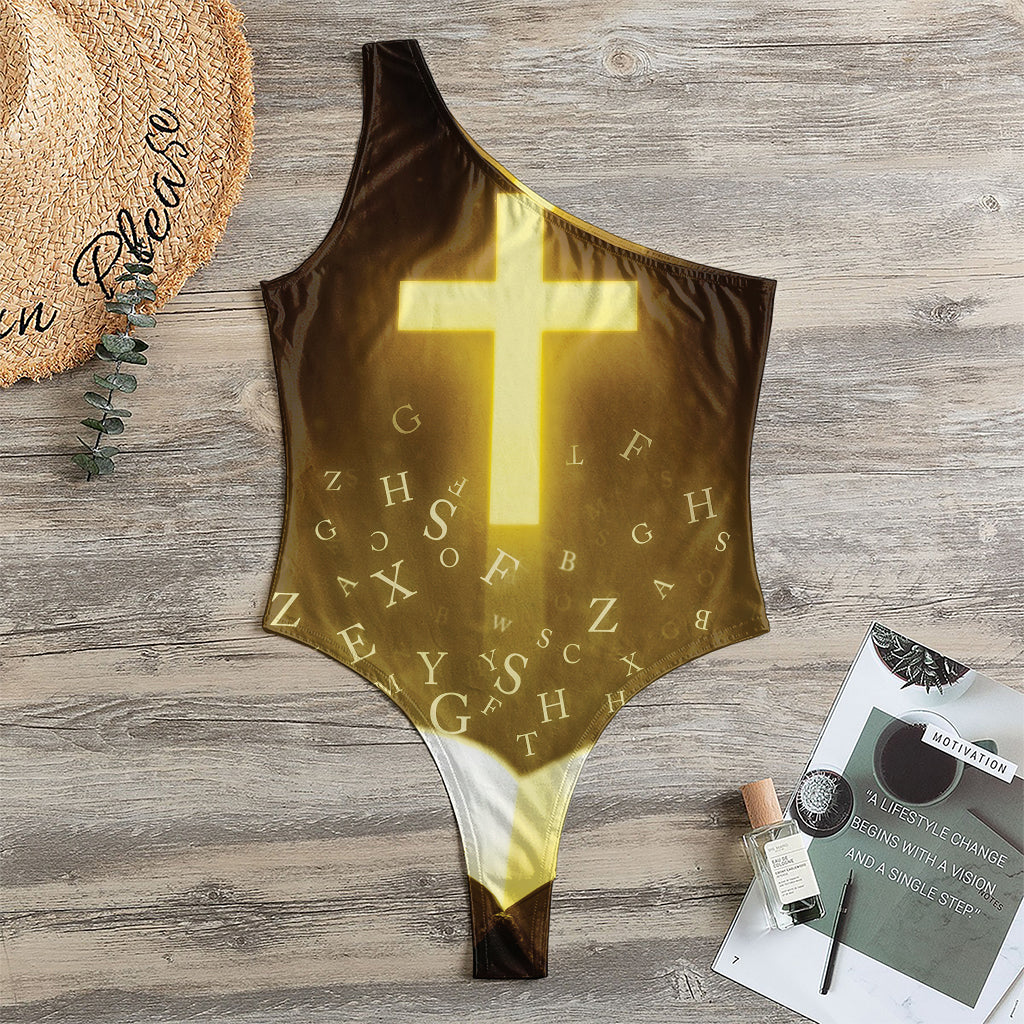 Christian Holy Bible Print One Shoulder Bodysuit