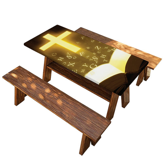 Christian Holy Bible Print Picnic Table Cover
