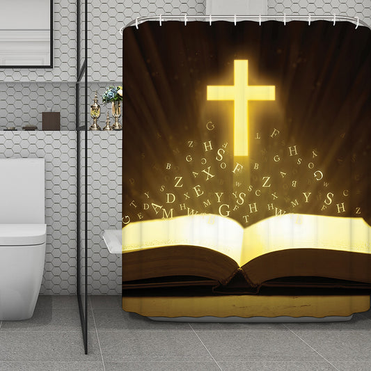 Christian Holy Bible Print Polyester Shower Curtain