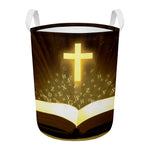 Christian Holy Bible Print Round Laundry Basket