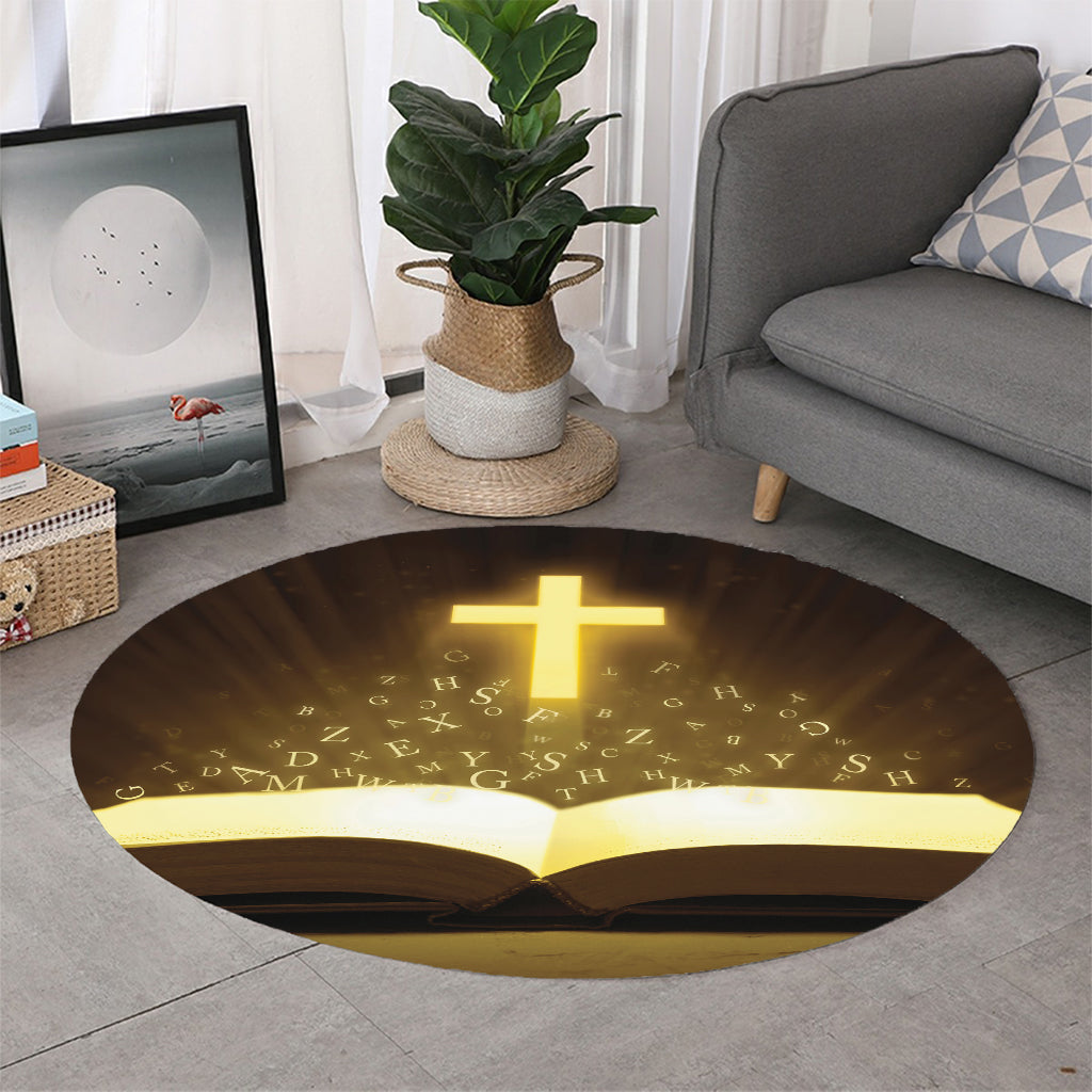 Christian Holy Bible Print Round Rug