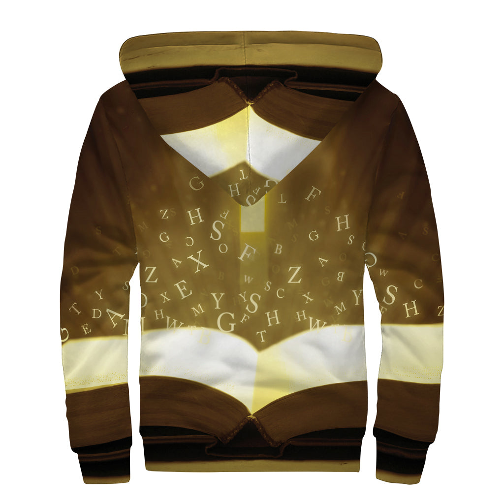 Christian Holy Bible Print Sherpa Lined Zip Up Hoodie