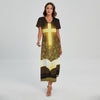 Christian Holy Bible Print Short Sleeve Maxi Dress