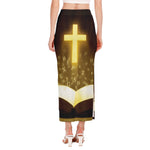 Christian Holy Bible Print Side Slit Maxi Skirt