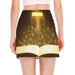 Christian Holy Bible Print Side Slit Mini Skirt