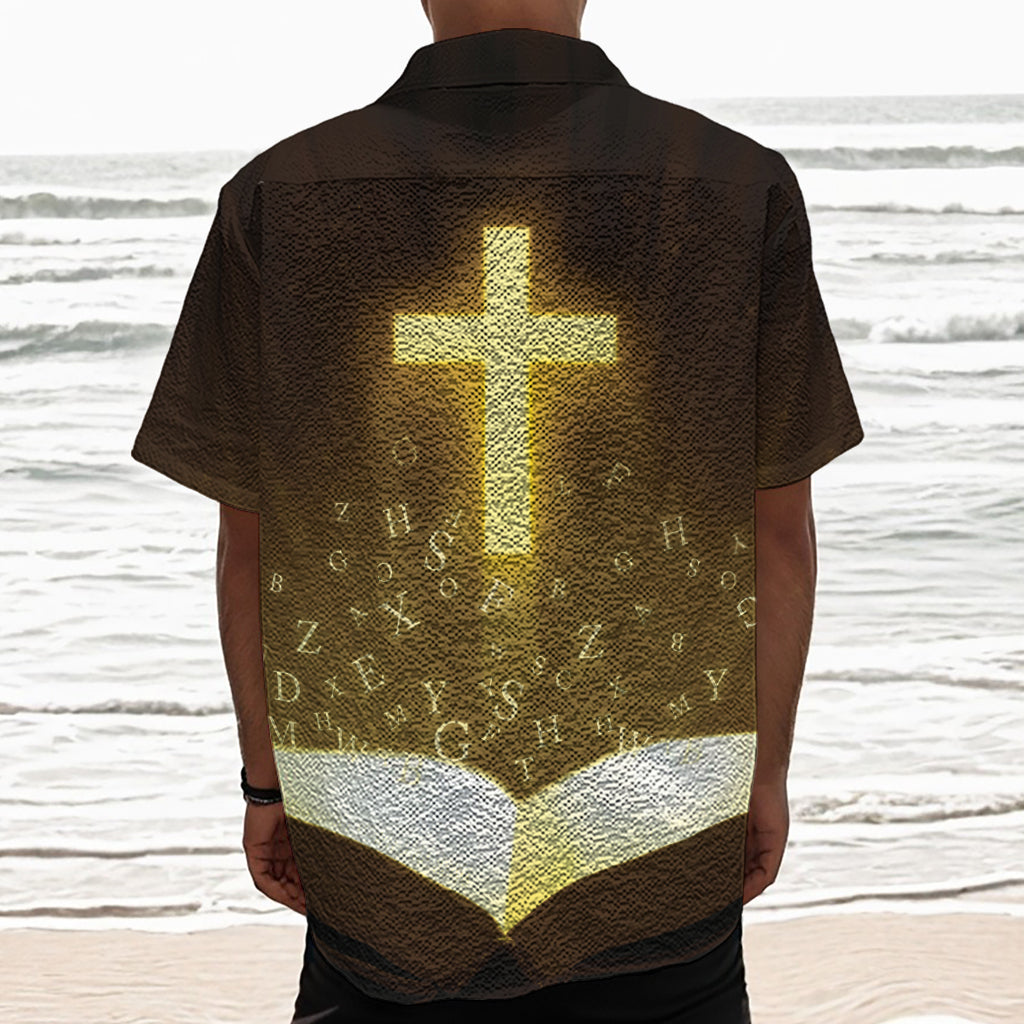 Christian Holy Bible Print Textured Short Sleeve Shirt