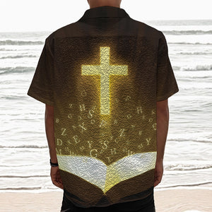 Christian Holy Bible Print Textured Short Sleeve Shirt