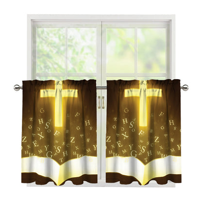 Christian Holy Bible Print Tier Curtains