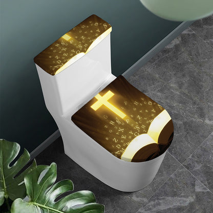Christian Holy Bible Print Toilet Lid And Tank Cover Set