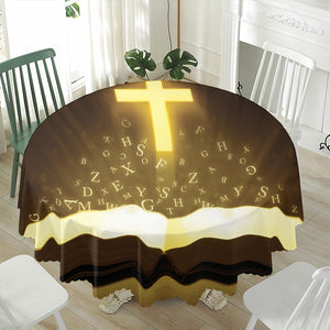 Christian Holy Bible Print Waterproof Round Tablecloth