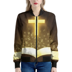 Christian Holy Bible Print Women's Bomber Jacket